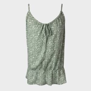 Alfani Medium Green White Pattern Top Spaghetti Strap Peplum Poly Spandex